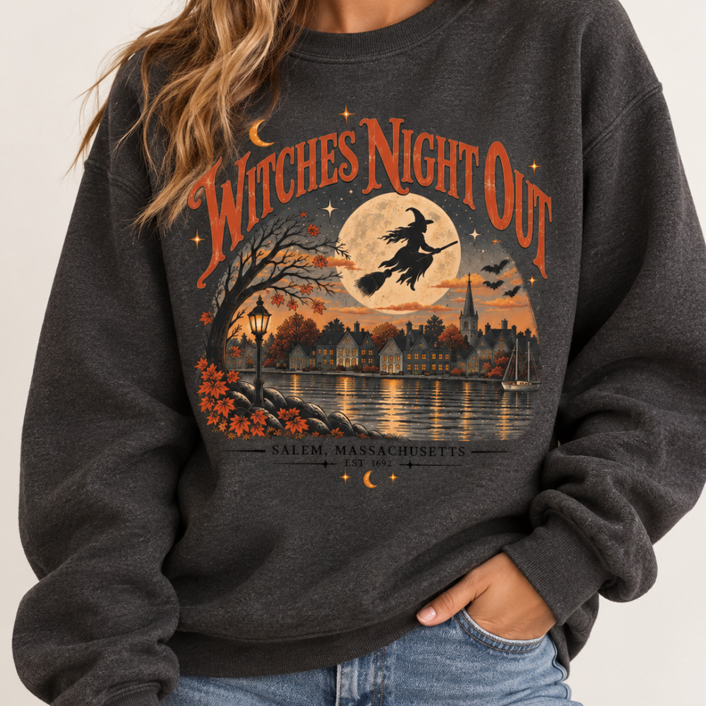 Witches Night Out Salem Massachusetts Full Moon Halloween Sweatshirt